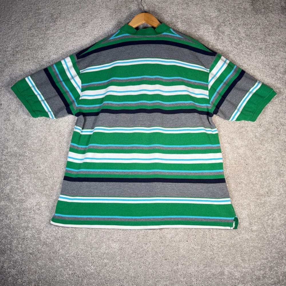 Lacoste Striped‎ Polo Shirt Mens Green Gray Blue White Size 9 Cotton - Picture 7 of 8